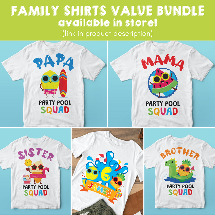 Pool Birthday Shirts Family Bundle