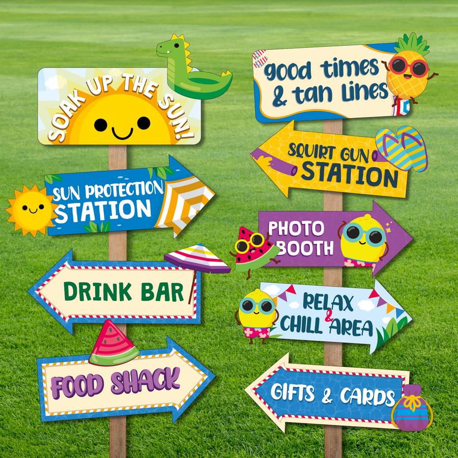 Pool Directional Signs | Pigsy Party Decoration – PigsyParty