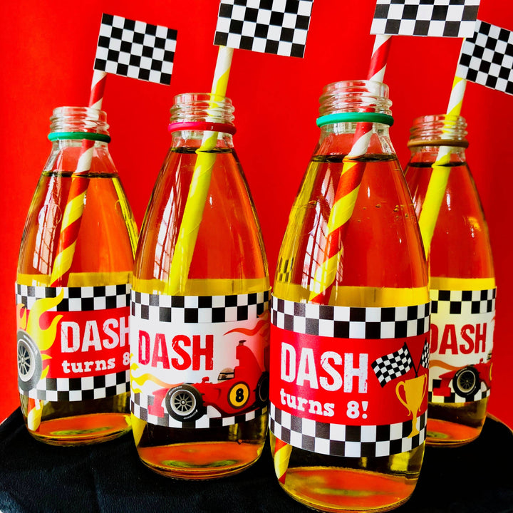 Race Car Bottle Stickers