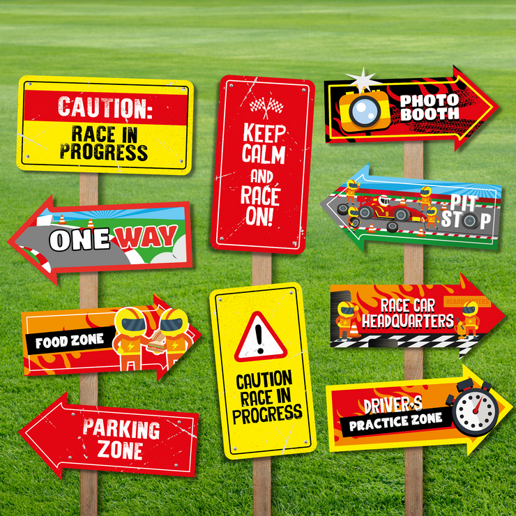 Racing Car Party Directional Signs Pack