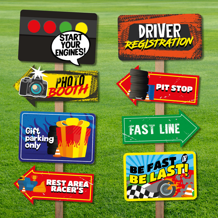 Racing Car Party Directional Signs