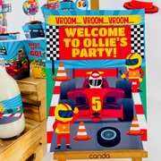 Racing Car Party Welcome Sign