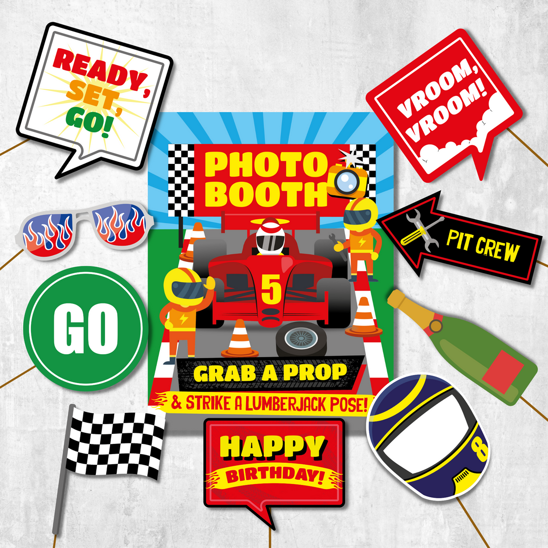 Racing Car Photo Booth Kit | Pigsy Party Decoration – PigsyParty