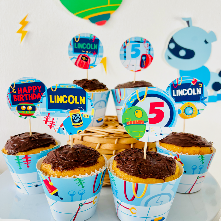 Robots Cupcake Toppers Set