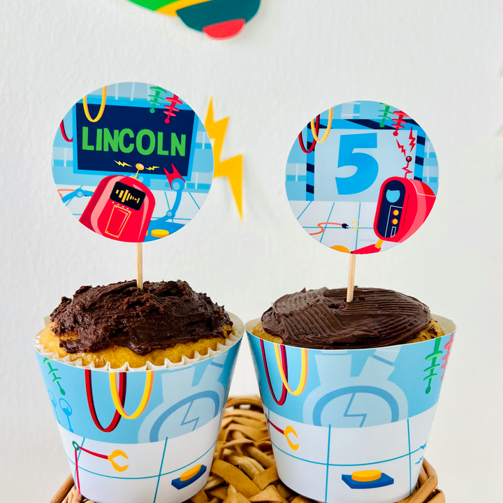 Robots Cupcake Toppers Set