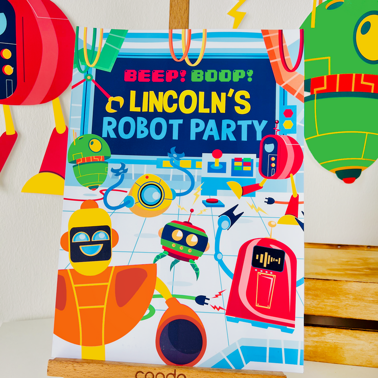 Robots Party Welcome Sign