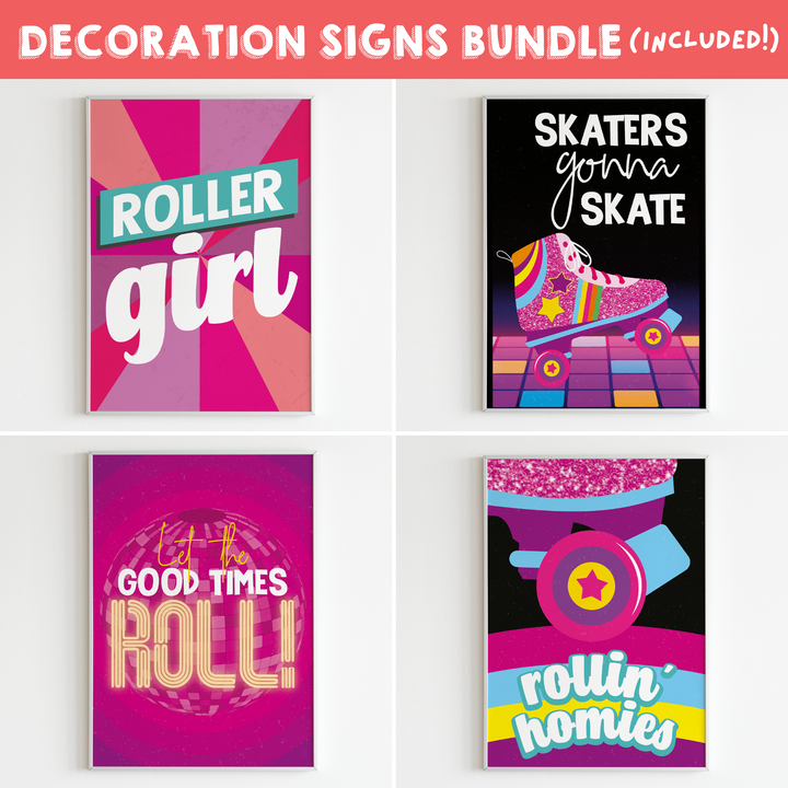Rollerskating Decoration Signs Bundle