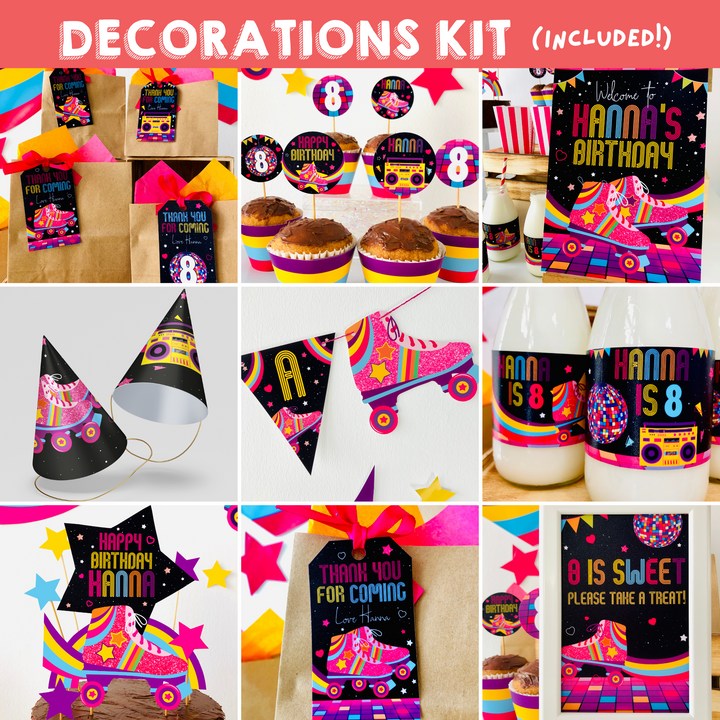 Rollerskating Party Decorations Kit