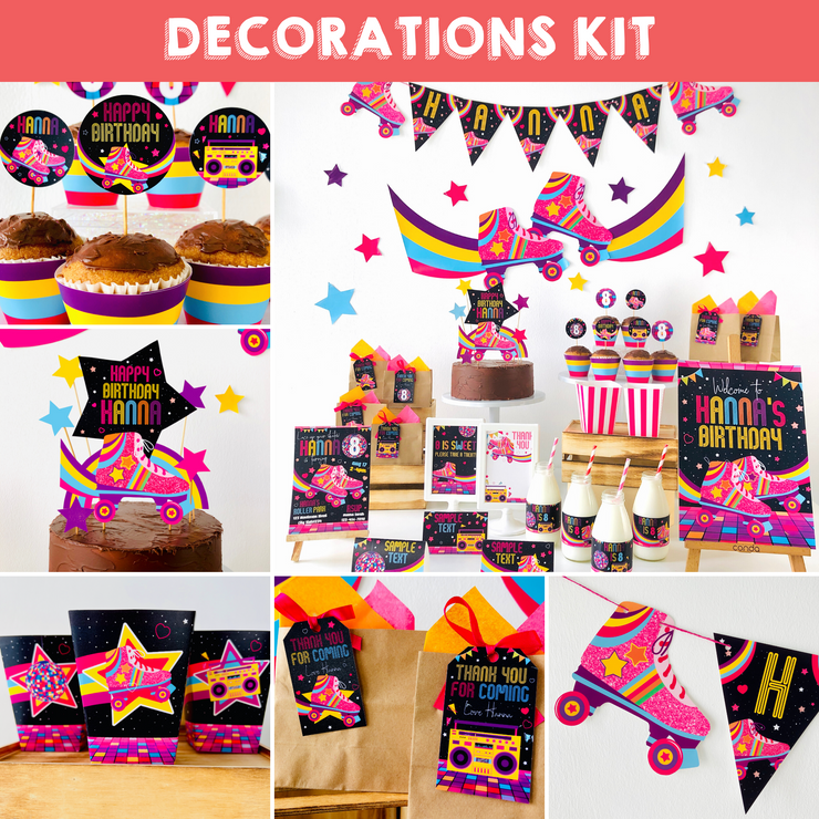 Rollerskating Party Decorations Kit