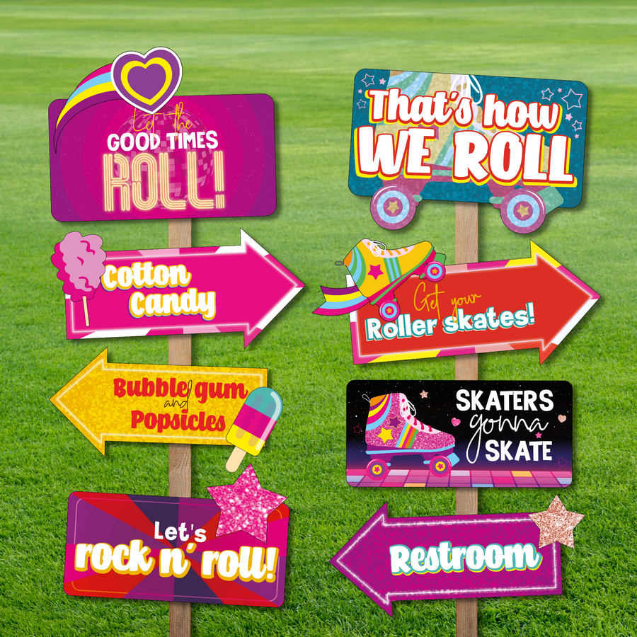 Roller Skating Directional Signs | Pigsy Party Decoration – PigsyParty