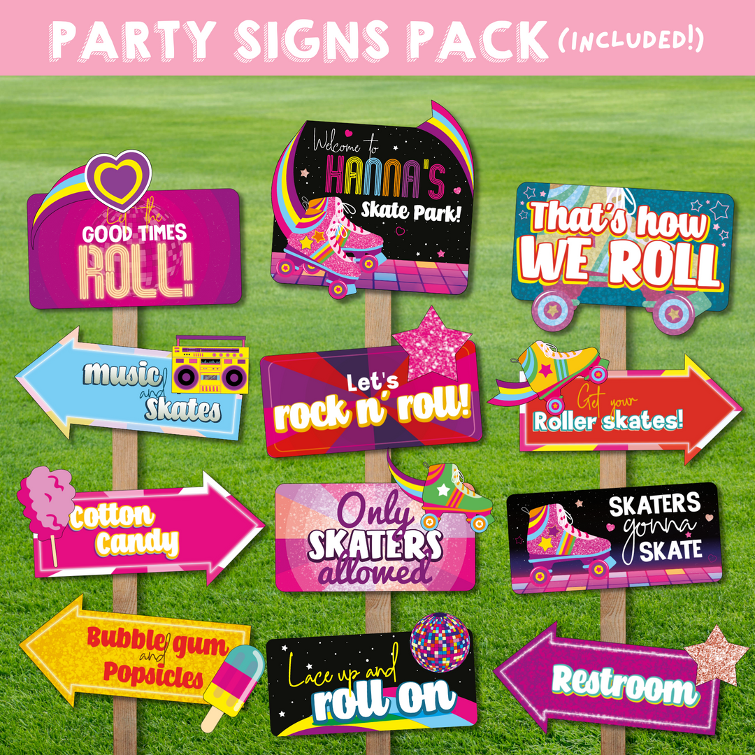 Rollerskating Party Signs Pack