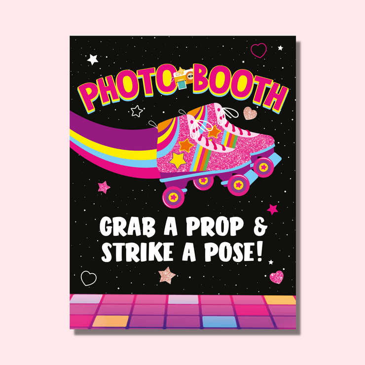 Rollerskating Photo Booth Display Sign