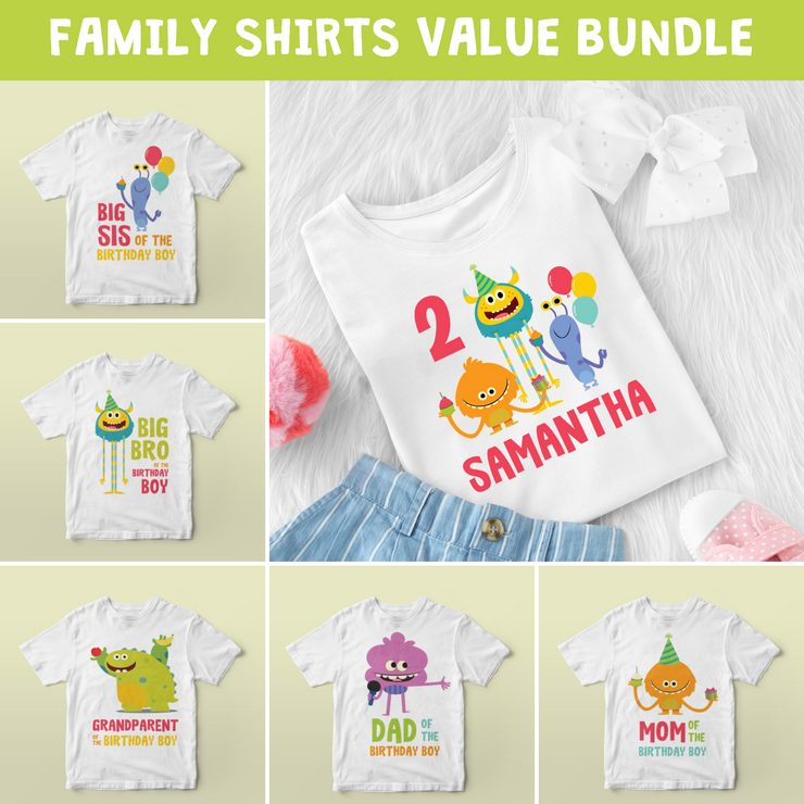 Super Simple Monsters Birthday Shirts Family Bundle