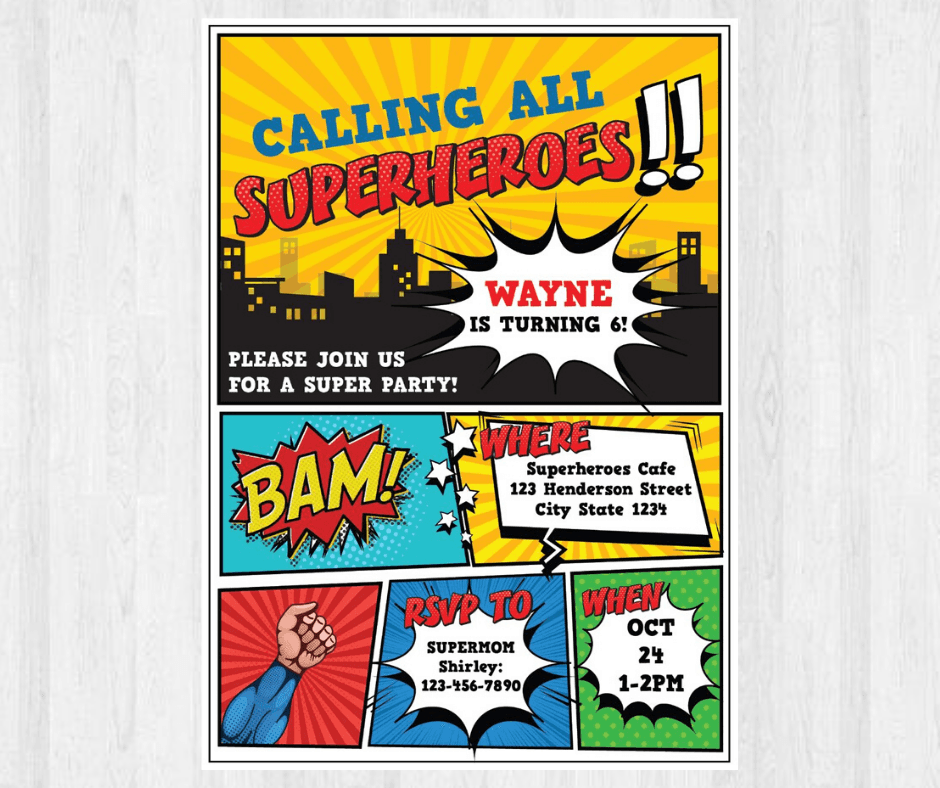 Superhero invitations online
