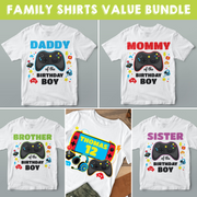 Video Game Birthday Shirt Designs Family Bundle
