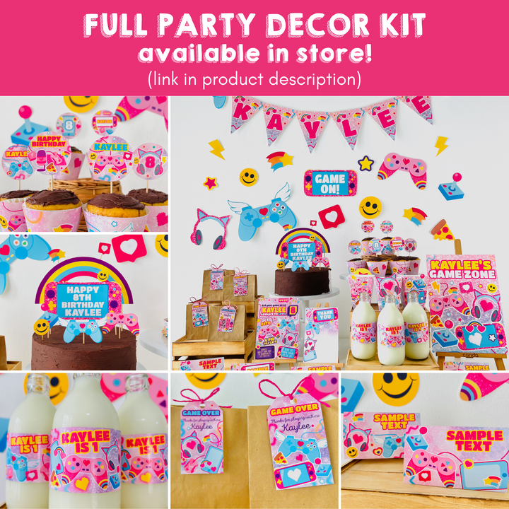 Gamer Girl Party Decorations Kit 