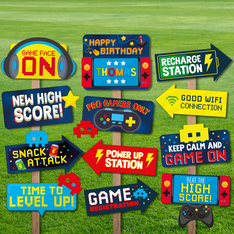 Video Game Directional Signs | Pigsy Party Decoration – PigsyParty
