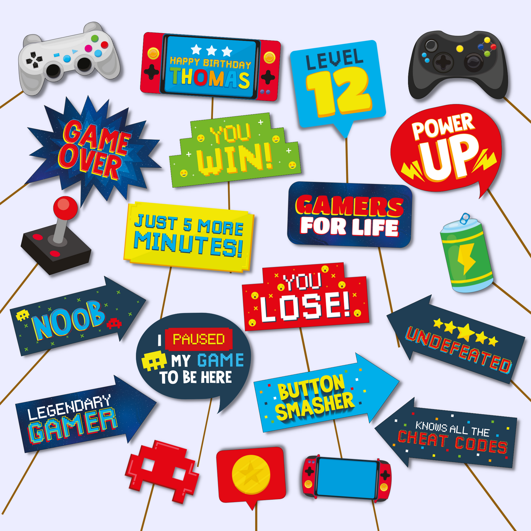 Video Game Party Photo Props Printable | Pigsy Party – PigsyParty