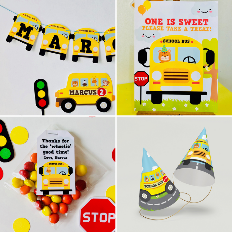 Wheels on the Bus Birthday Decorations Kit