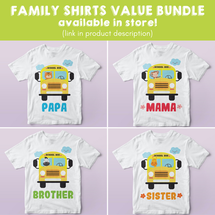 Wheels on the Bus Family Bundle Shirt Designs