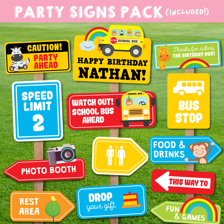 Wheels on the Bus Party Signs Pack