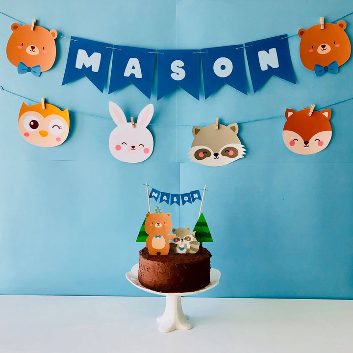 Woodland Animals Birthday Banner