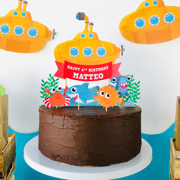 Yellow Submarine Birthday Cake Toppers