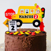 wheels on the bus cake topper